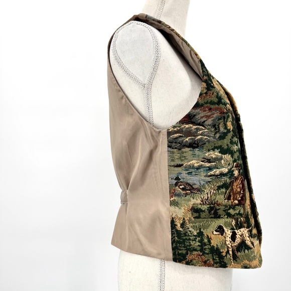 90s VTG-USA FI Fishing & Hunting Bird-Dog Tapestry Vest - Picture 4 of 16